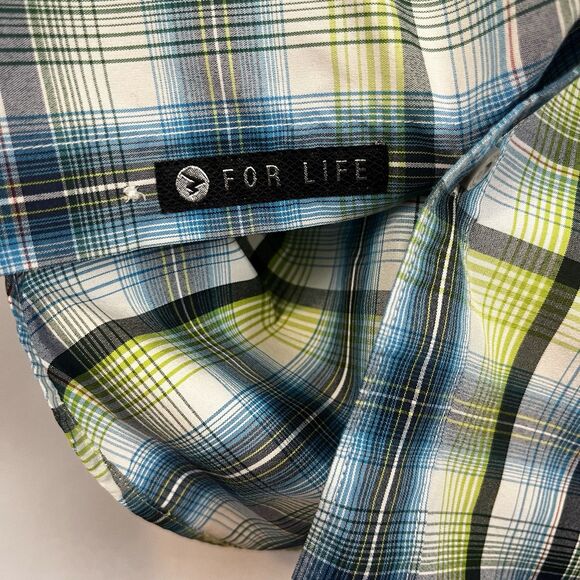 Marmot For Life Mens Gorpcore Button Up Short Sleeve Size L Blue Green Plaid - Picture 4 of 14